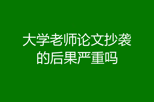 大学老师论文抄袭的后果严重吗