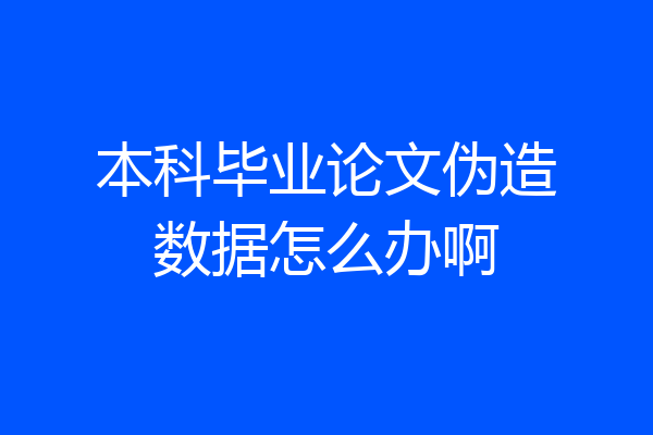 本科毕业论文伪造数据怎么办啊