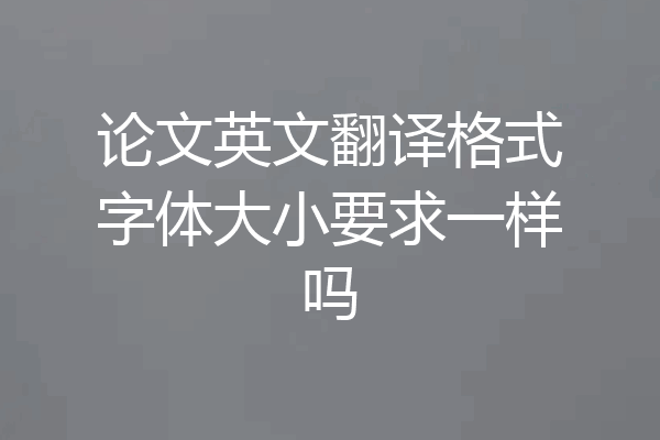 论文英文翻译格式字体大小要求一样吗