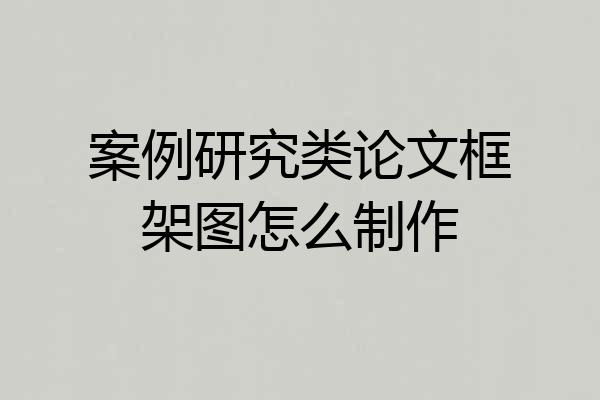 案例研究类论文框架图怎么制作