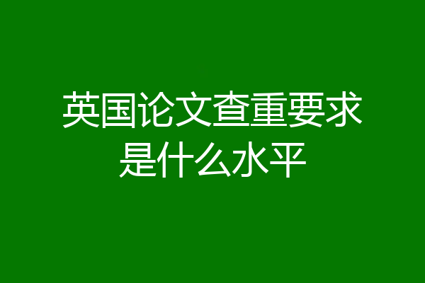 英国论文查重要求是什么水平