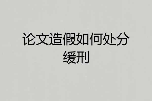 论文造假如何处分缓刑