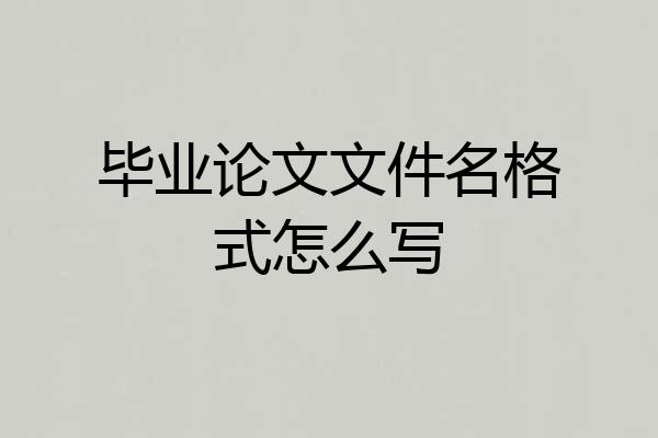 毕业论文文件名格式怎么写