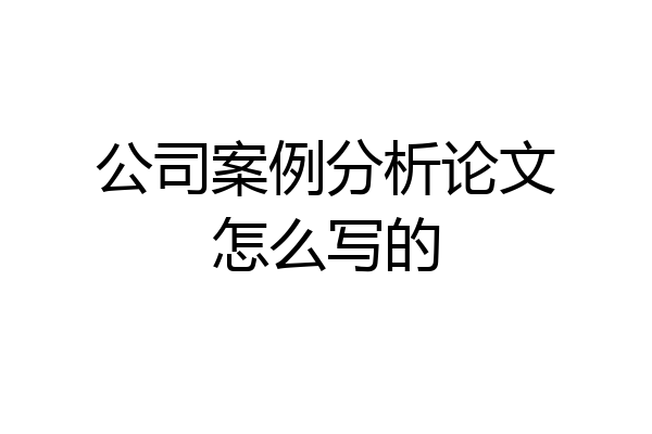公司案例分析论文怎么写的