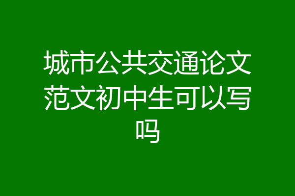 城市公共交通论文范文初中生可以写吗