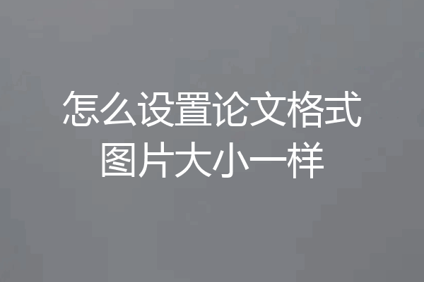 怎么设置论文格式图片大小一样