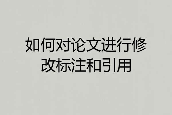 如何对论文进行修改标注和引用