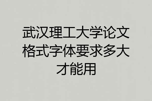 武汉理工大学论文格式字体要求多大才能用