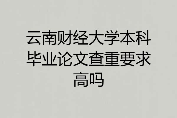 云南财经大学本科毕业论文查重要求高吗