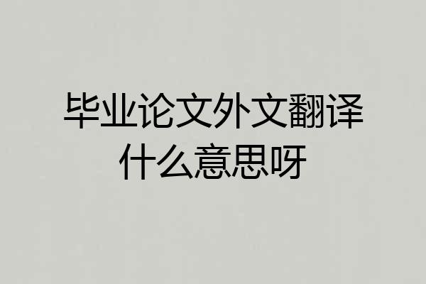 毕业论文外文翻译什么意思呀