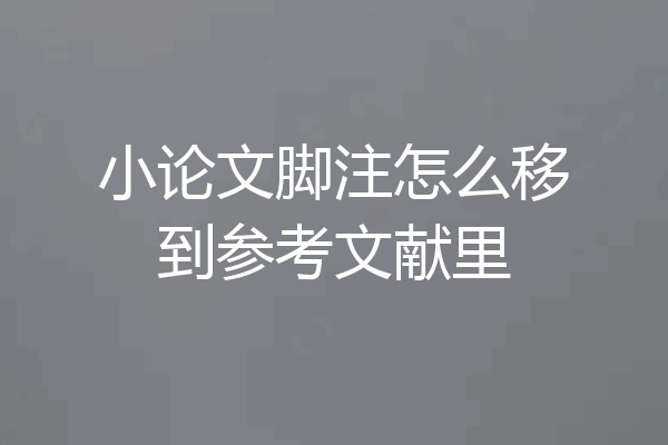 小论文脚注怎么移到参考文献里