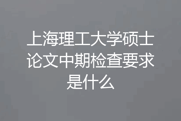 上海理工大学硕士论文中期检查要求是什么