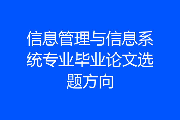 信息管理与信息系统专业毕业论文选题方向