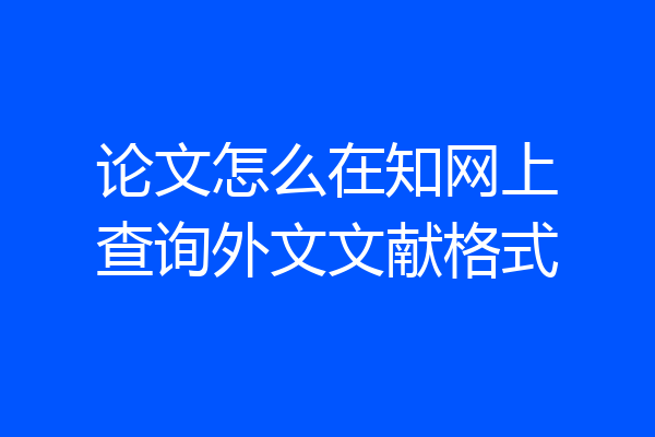 论文怎么在知网上查询外文文献格式