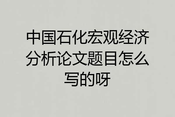 中国石化宏观经济分析论文题目怎么写的呀