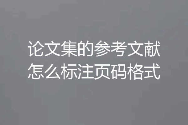 论文集的参考文献怎么标注页码格式
