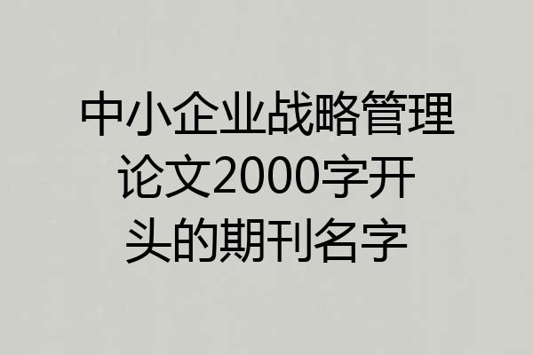 中小企业战略管理论文2000字开头的期刊名字