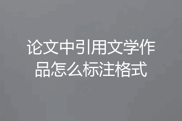 论文中引用文学作品怎么标注格式