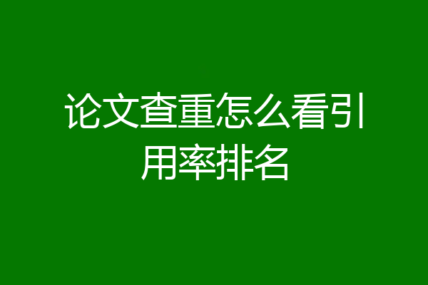 论文查重怎么看引用率排名