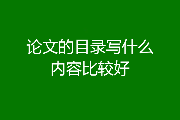 论文的目录写什么内容比较好