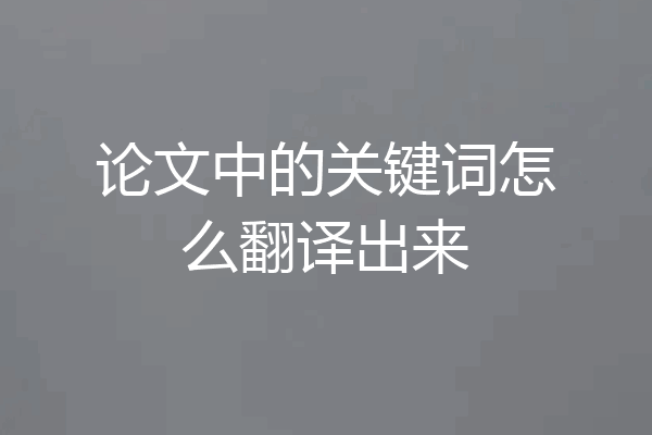 论文中的关键词怎么翻译出来