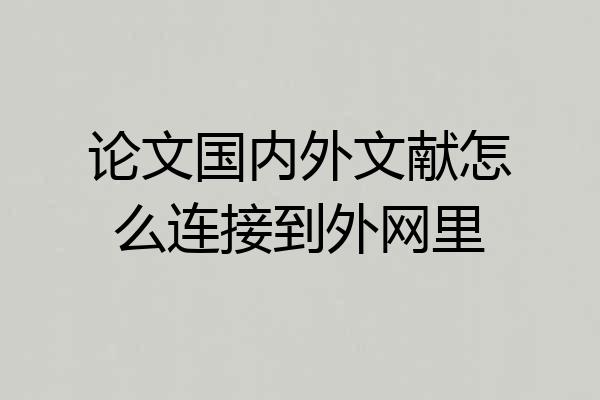 论文国内外文献怎么连接到外网里