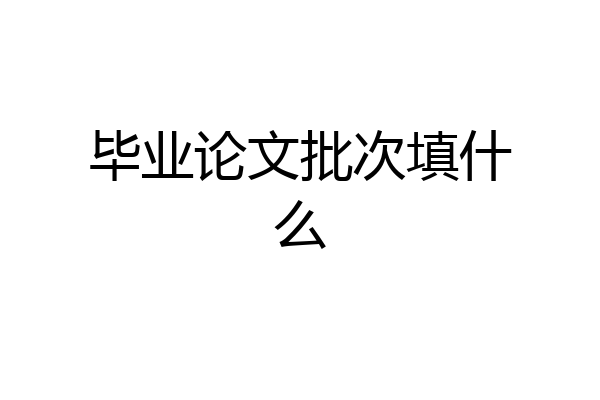 毕业论文批次填什么