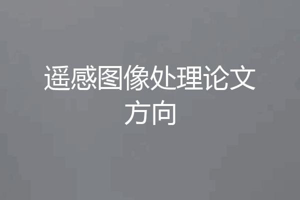 遥感图像处理论文方向