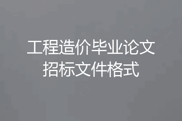 工程造价毕业论文招标文件格式