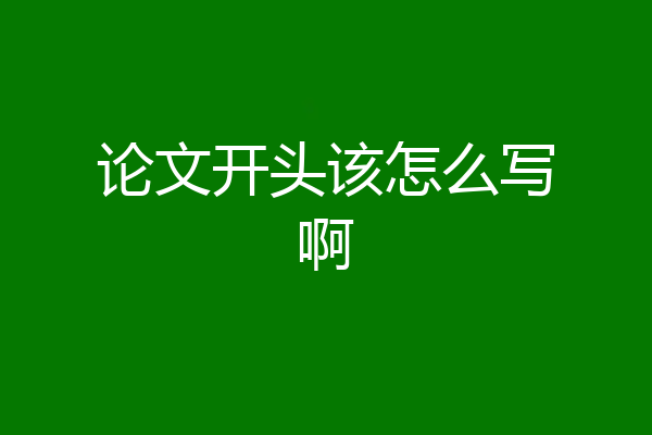 论文开头该怎么写啊