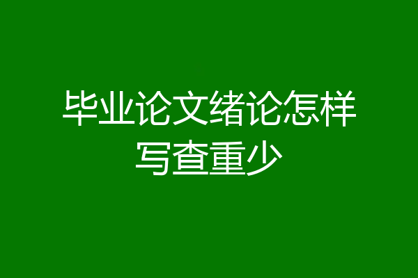 毕业论文绪论怎样写查重少