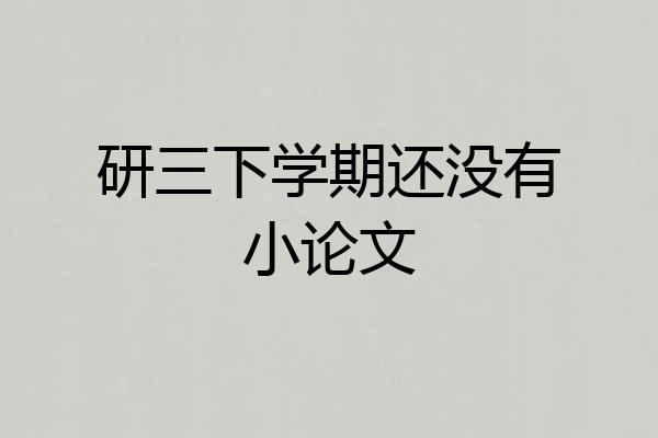 研三下学期还没有小论文