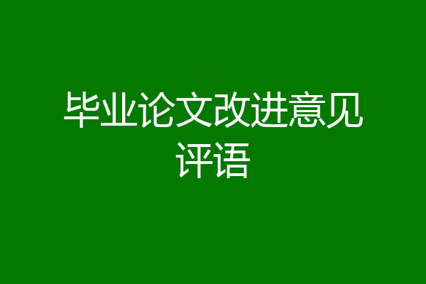 毕业论文改进意见评语