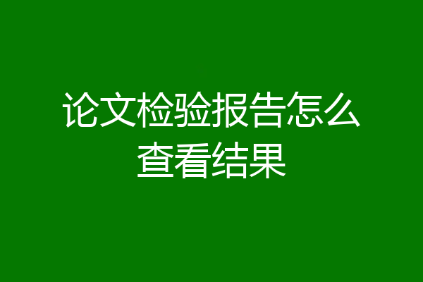 论文检验报告怎么查看结果