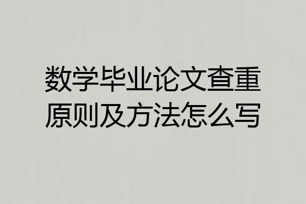 数学毕业论文查重原则及方法怎么写