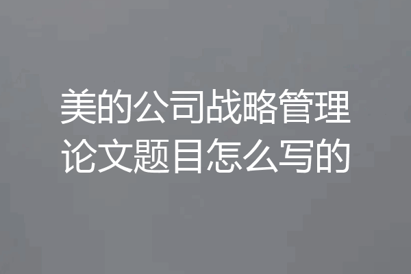 美的公司战略管理论文题目怎么写的