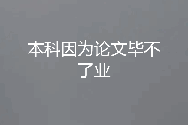 本科因为论文毕不了业