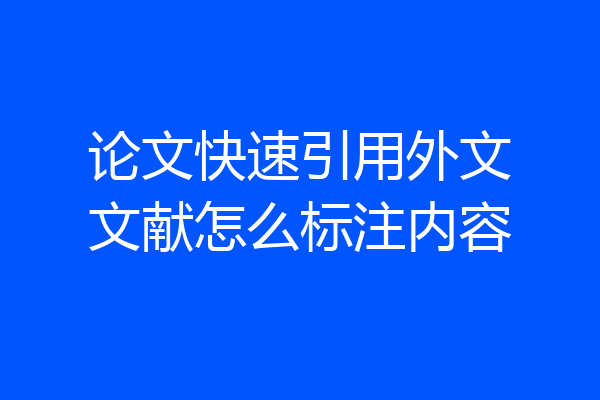 论文快速引用外文文献怎么标注内容