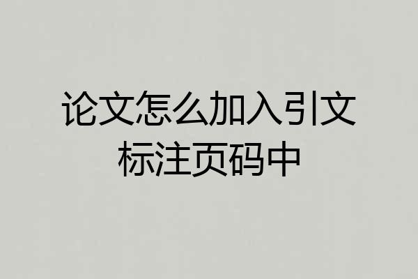 论文怎么加入引文标注页码中