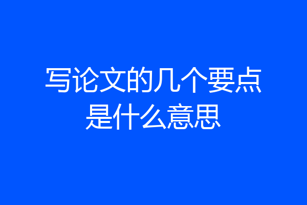 写论文的几个要点是什么意思
