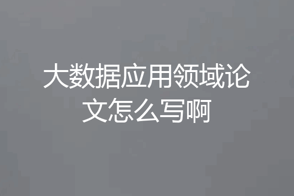 大数据应用领域论文怎么写啊