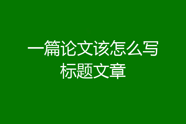 一篇论文该怎么写标题文章