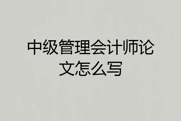 中级管理会计师论文怎么写
