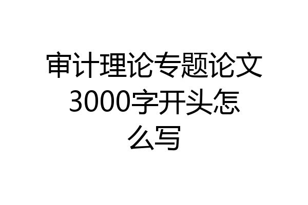 审计理论专题论文3000字开头怎么写