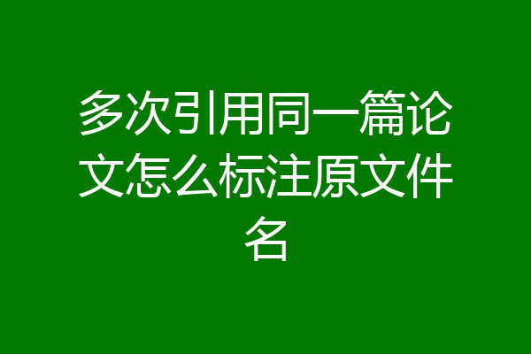 多次引用同一篇论文怎么标注原文件名