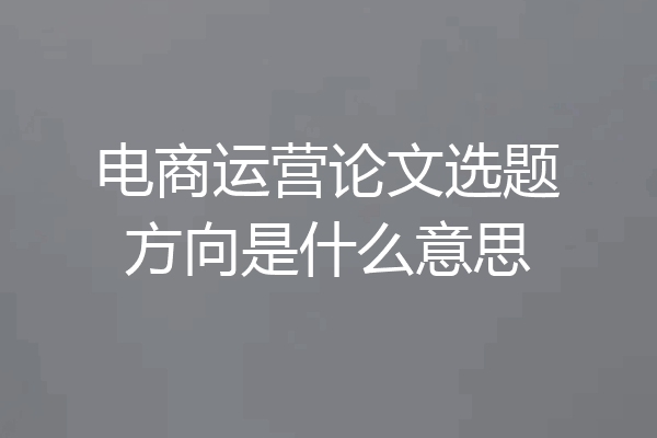 电商运营论文选题方向是什么意思