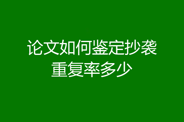 论文如何鉴定抄袭重复率多少