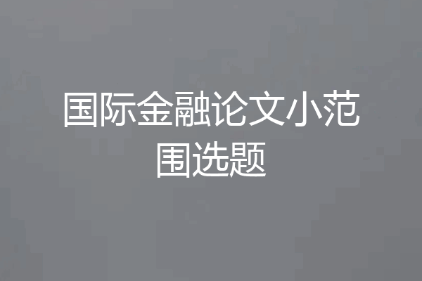 国际金融论文小范围选题