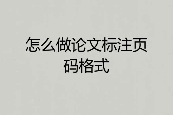 怎么做论文标注页码格式