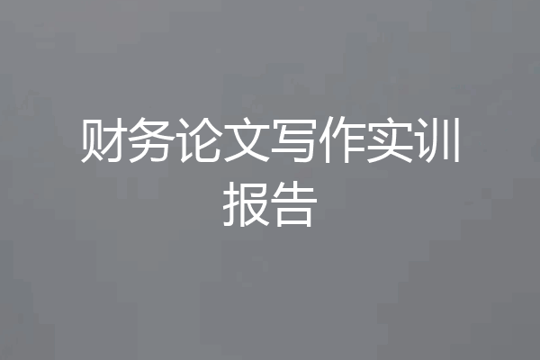 财务论文写作实训报告